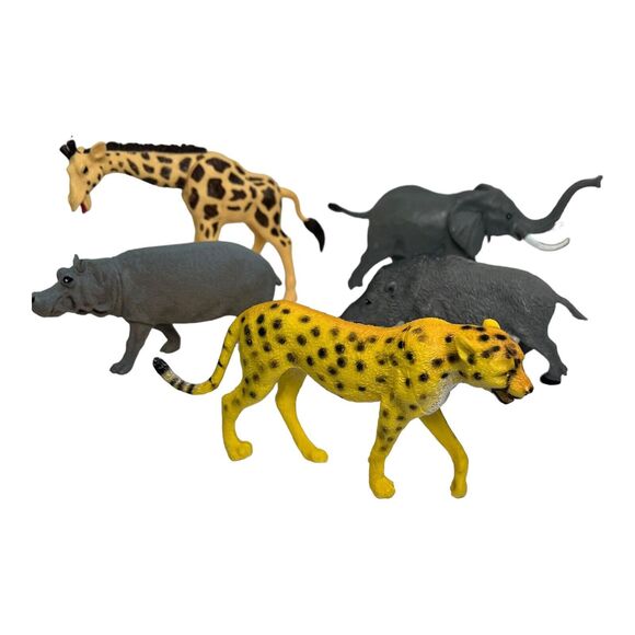 Lot of 5 African Safari Jungle Animals Hard Plastic Figures Toys Misc Brand 3-6” - Picture 2 of 11